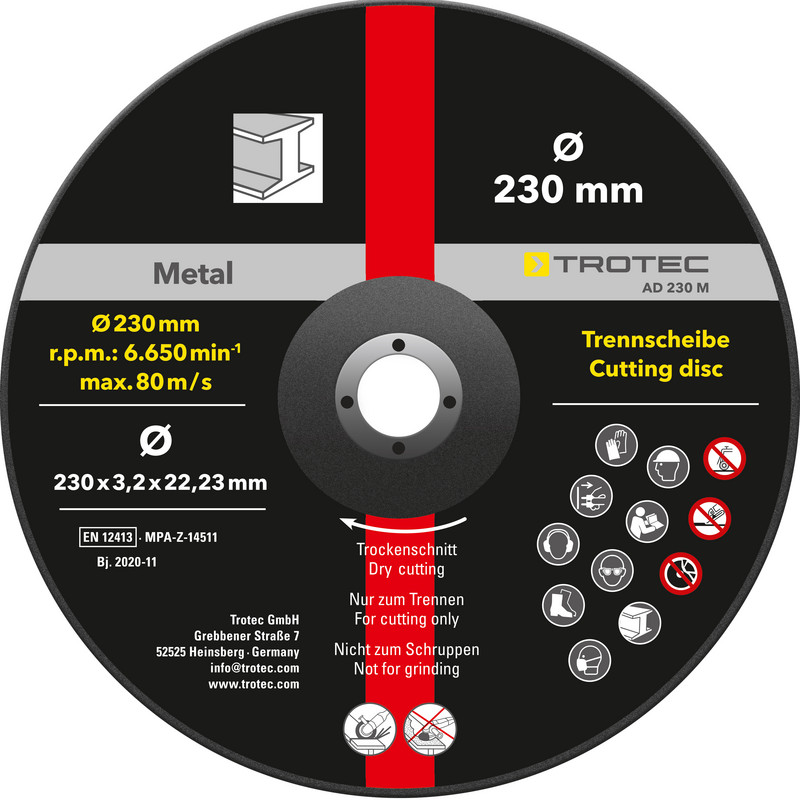 Metallkappskive AD 230 M 